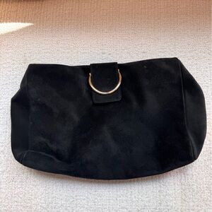 Elegant Black Suede Clutch with Magnetic Clasp